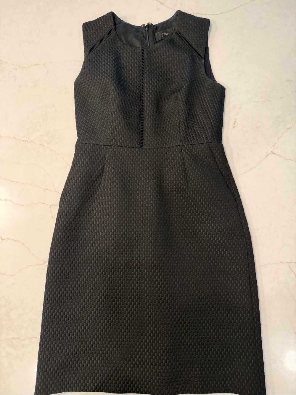 J. Crew Black Textured Sleeveless Sheath Dress